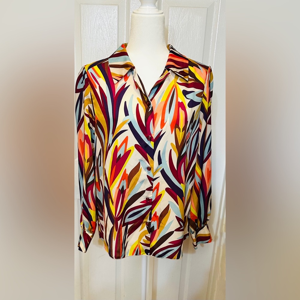 Missoni for Target blouse brown multi print abstract long sleeve size X-Large